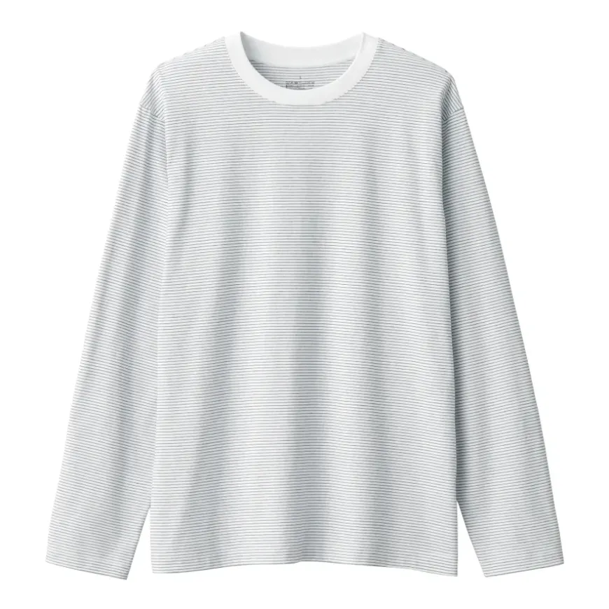Men's Jersey Crew Neck Long Sleeve Striped T-Shirt