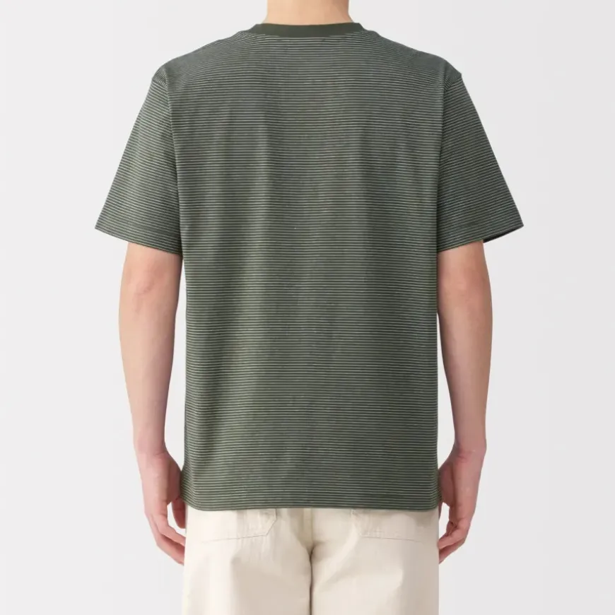 Men's Jersey Crew Neck Short Sleeve Striped T-Shirt