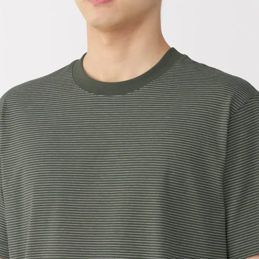 Men's Jersey Crew Neck Short Sleeve Striped T-Shirt