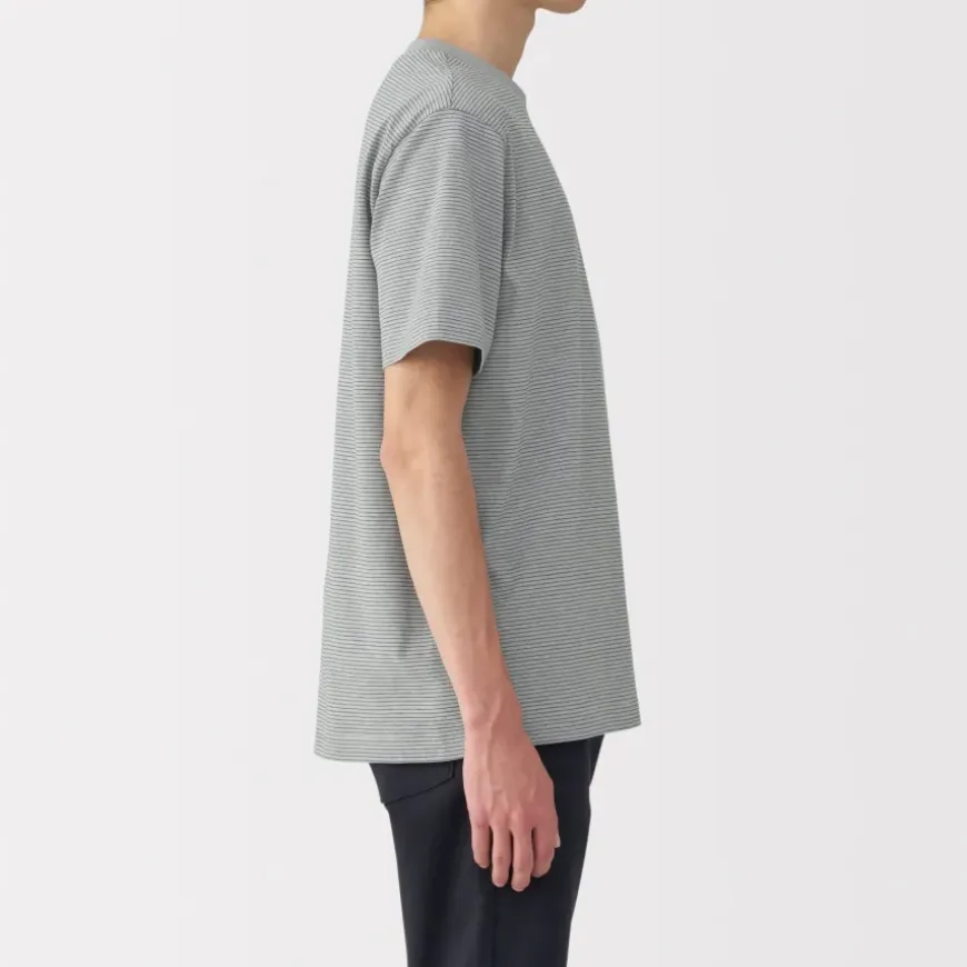 Men's Jersey Crew Neck Short Sleeve Striped T-Shirt