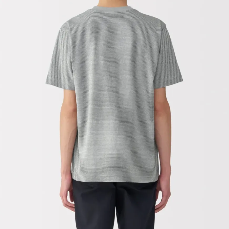 Men's Jersey Crew Neck Short Sleeve Striped T-Shirt