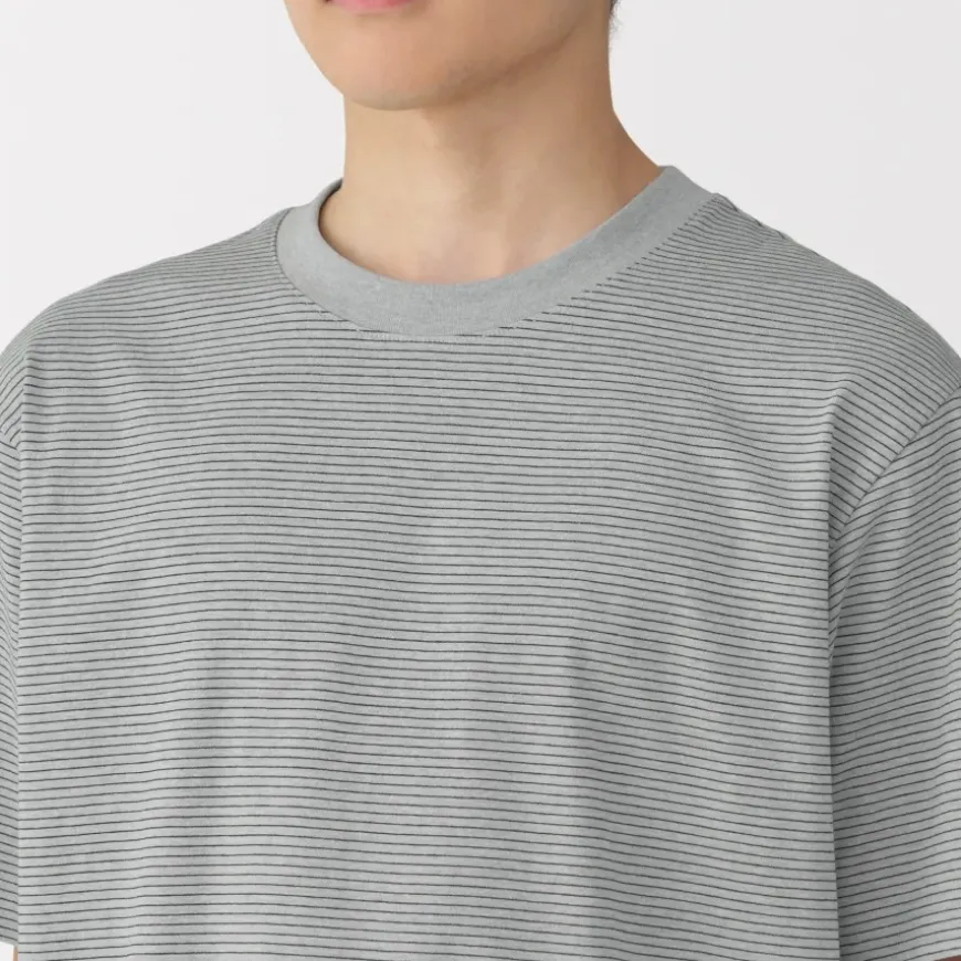 Men's Jersey Crew Neck Short Sleeve Striped T-Shirt