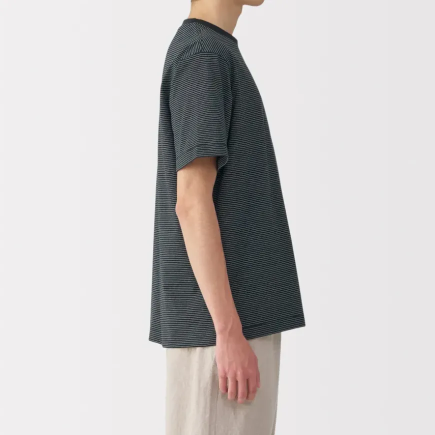 Men's Jersey Crew Neck Short Sleeve Striped T-Shirt