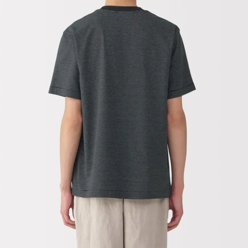 Men's Jersey Crew Neck Short Sleeve Striped T-Shirt