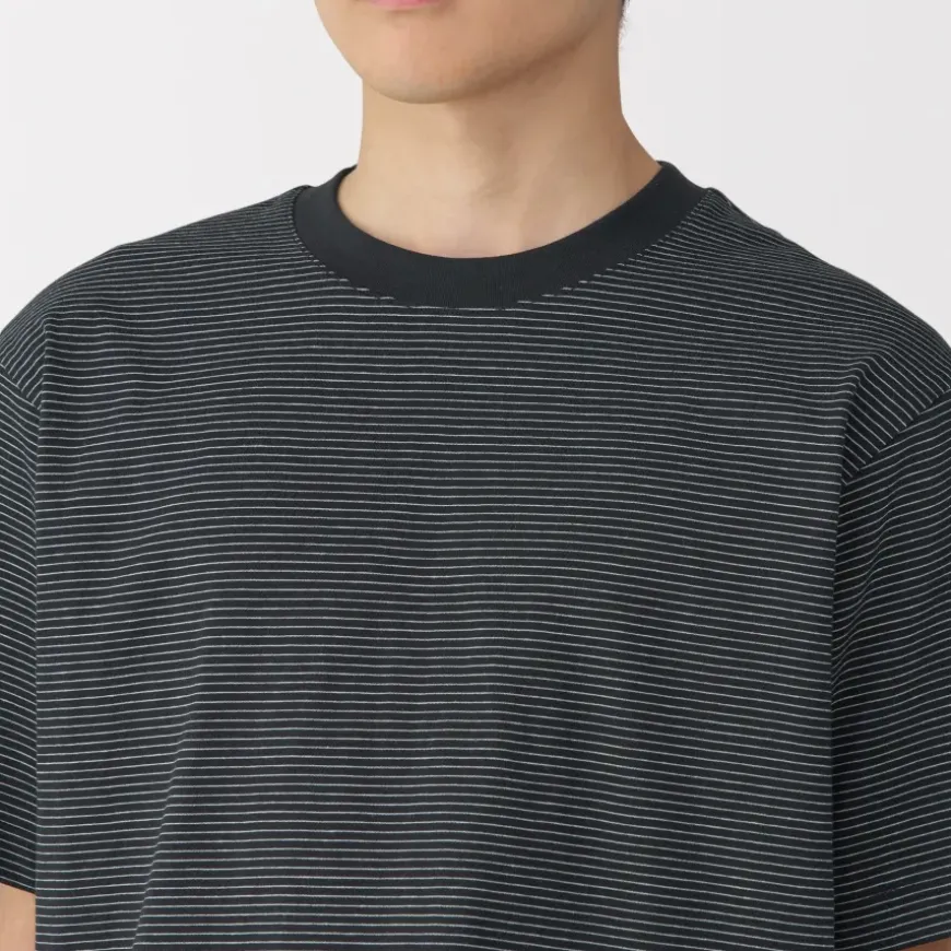 Men's Jersey Crew Neck Short Sleeve Striped T-Shirt