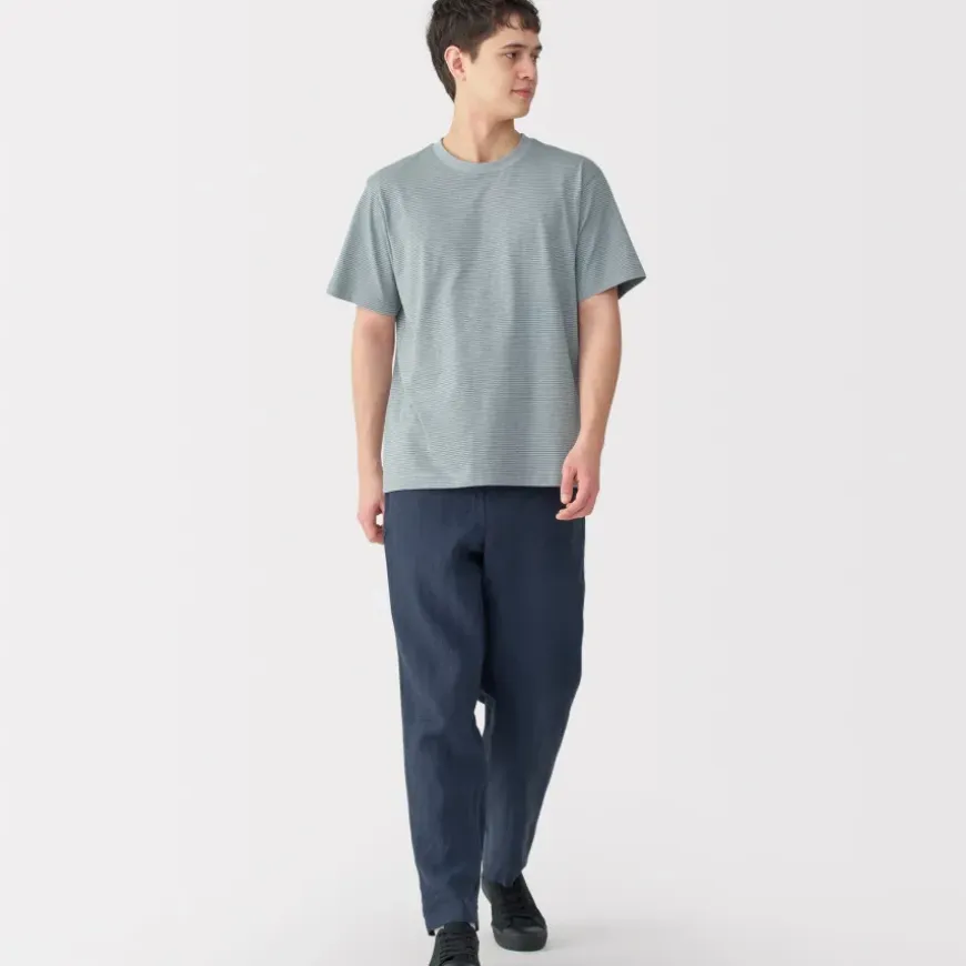 Men's Jersey Crew Neck Short Sleeve Striped T-Shirt