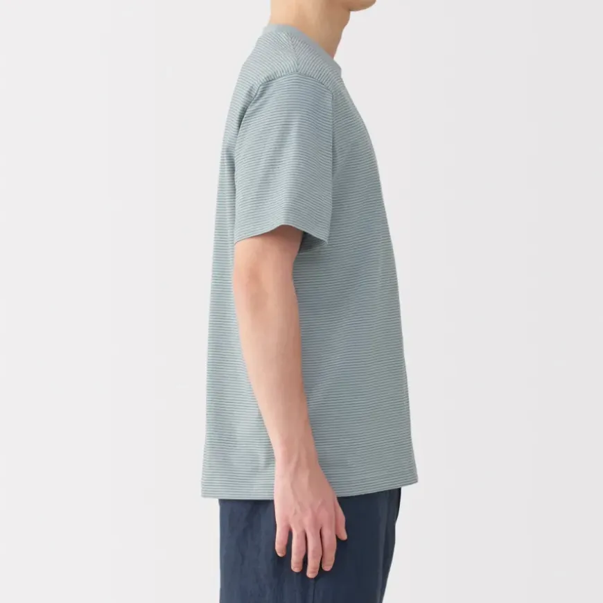Men's Jersey Crew Neck Short Sleeve Striped T-Shirt