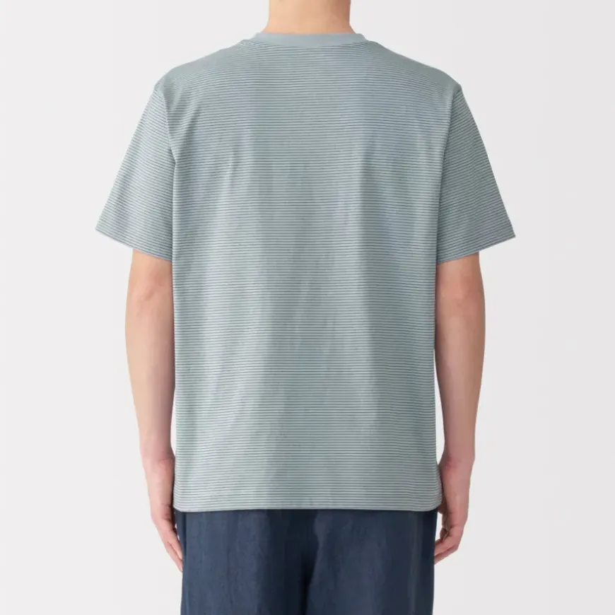 Men's Jersey Crew Neck Short Sleeve Striped T-Shirt