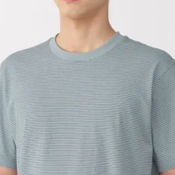 Men's Jersey Crew Neck Short Sleeve Striped T-Shirt