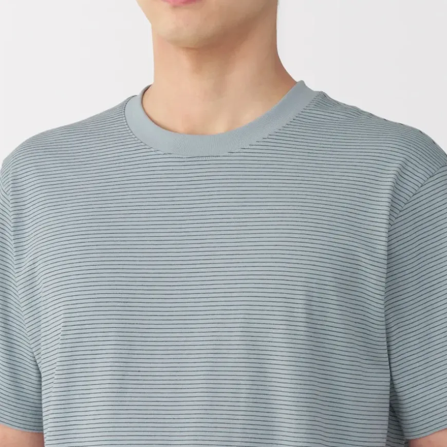 Men's Jersey Crew Neck Short Sleeve Striped T-Shirt