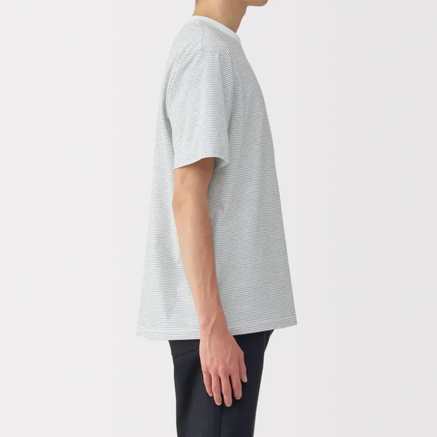 Men's Jersey Crew Neck Short Sleeve Striped T-Shirt