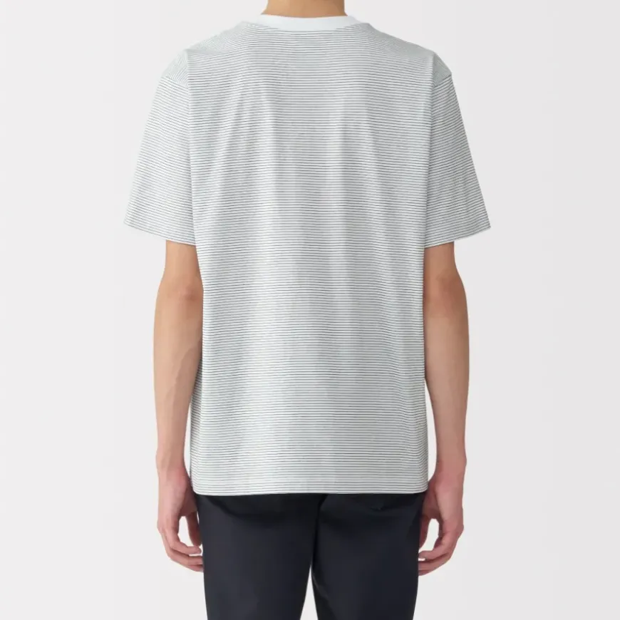 Men's Jersey Crew Neck Short Sleeve Striped T-Shirt