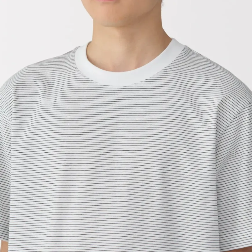 Men's Jersey Crew Neck Short Sleeve Striped T-Shirt