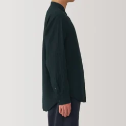 Men's Kapok Blend Double Gauze Stand Collar Long Sleeve Shirt