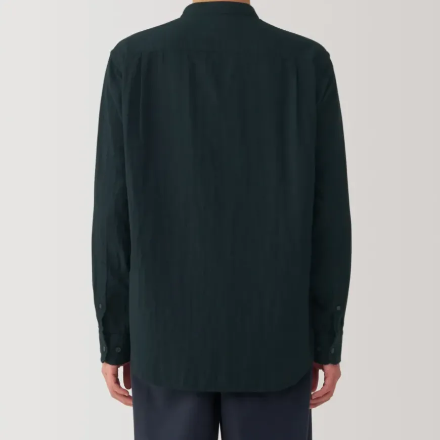 Men's Kapok Blend Double Gauze Stand Collar Long Sleeve Shirt