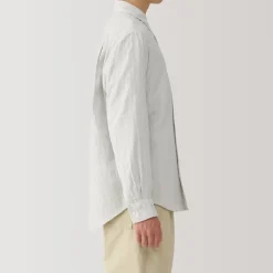 Men's Kapok Blend Double Gauze Long Sleeve Striped Shirt