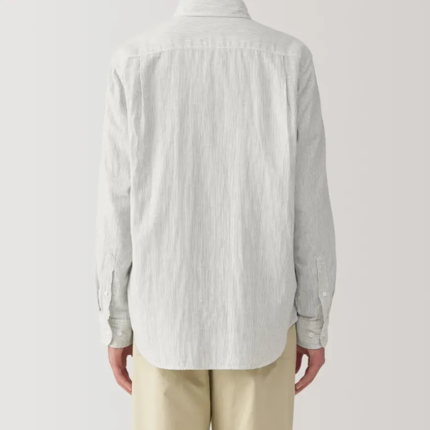 Men's Kapok Blend Double Gauze Long Sleeve Striped Shirt