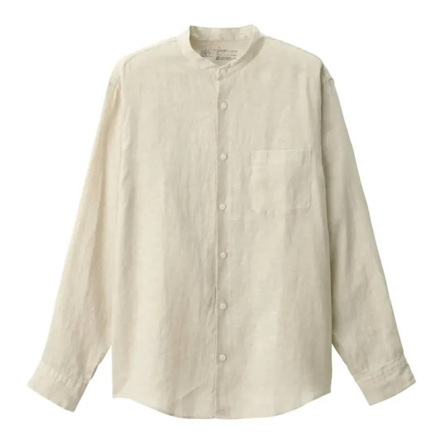 Men's Linen Stand Collar Shirt
