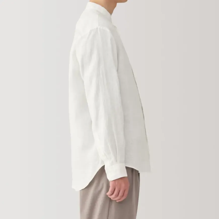 Men's Linen Stand Collar Shirt