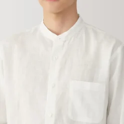 Men's Linen Stand Collar Shirt