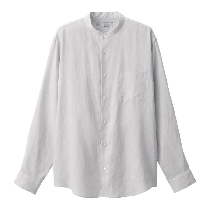 Men's Linen Stand Collar Shirt