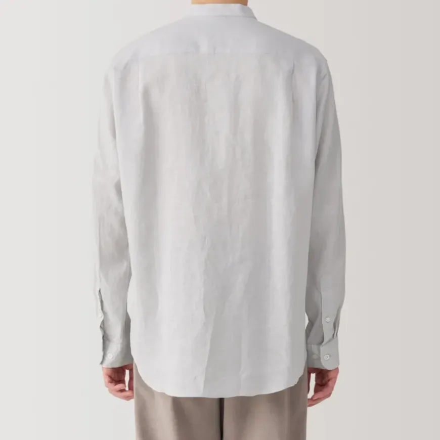 Men's Linen Stand Collar Shirt
