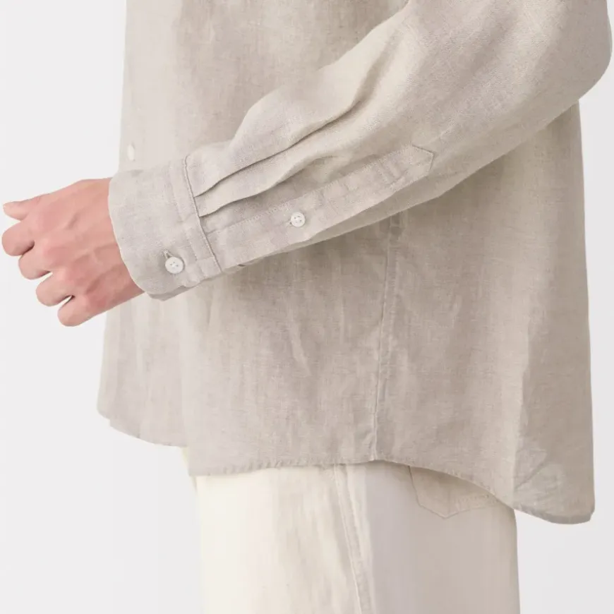 Men's Linen Stand Collar Shirt