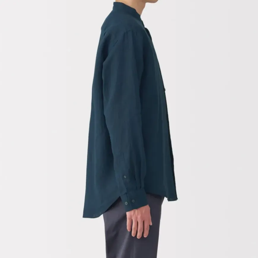 Men's Linen Stand Collar Shirt