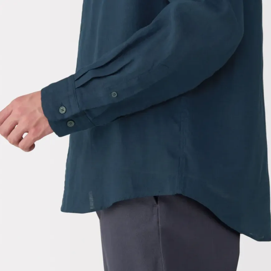 Men's Linen Stand Collar Shirt