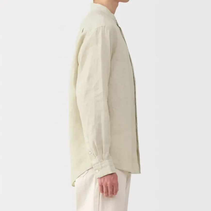 Men's Linen Stand Collar Shirt