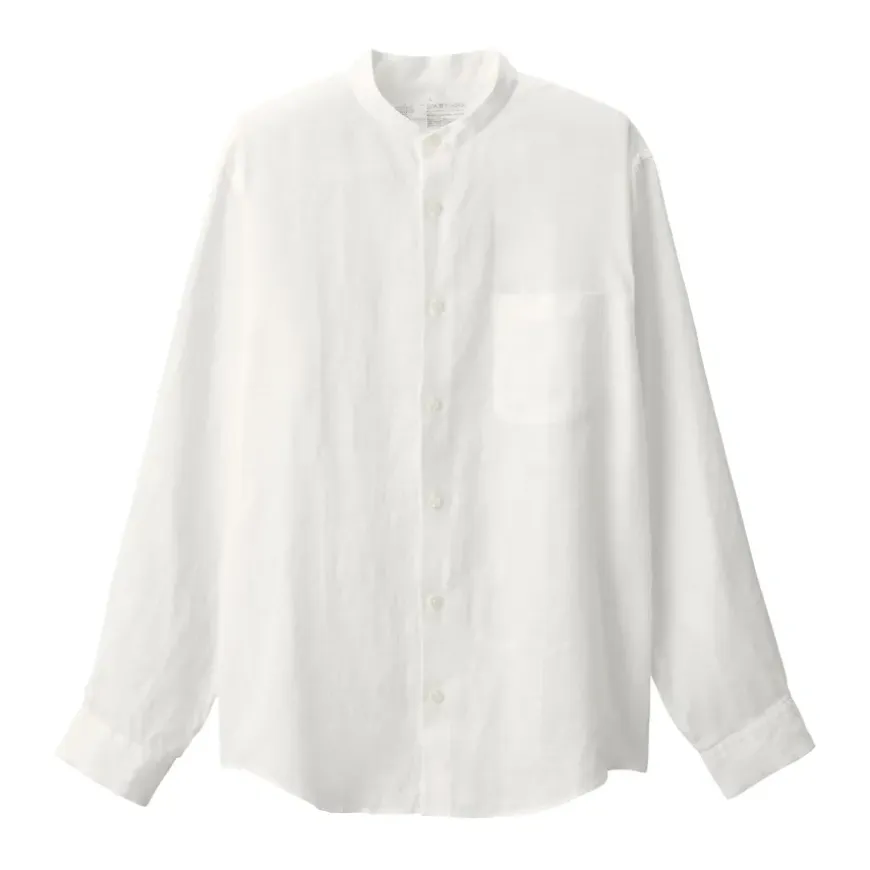 Men's Linen Stand Collar Shirt