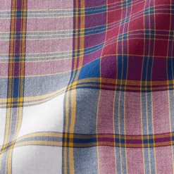 Men's Madras Check Button Down Short Sleeve Shirt