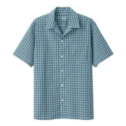 Men's Madras Check Open Collar Short Sleeve Shirt