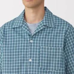 Men's Madras Check Open Collar Short Sleeve Shirt