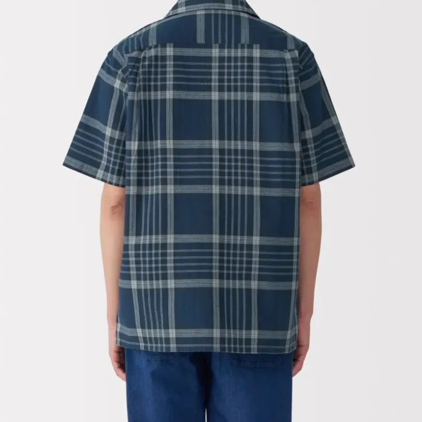 Men's Madras Check Open Collar Short Sleeve Shirt