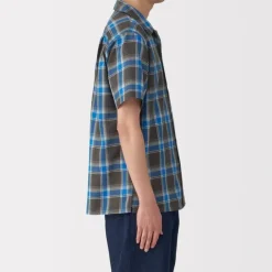 Men's Madras Check Open Collar Short Sleeve Shirt