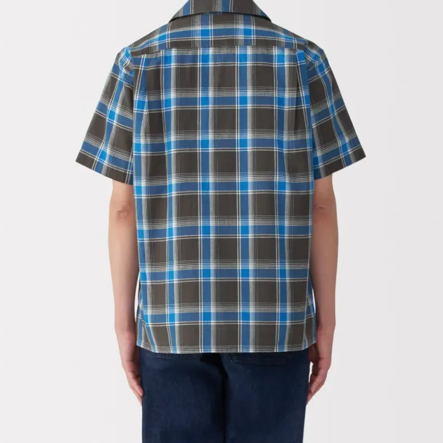 Men's Madras Check Open Collar Short Sleeve Shirt