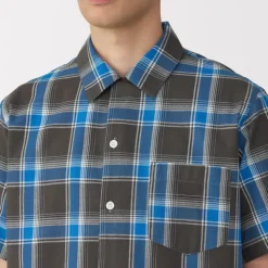 Men's Madras Check Open Collar Short Sleeve Shirt