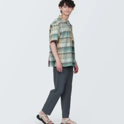 Men's Madras Check Open Collar Short Sleeve Shirt