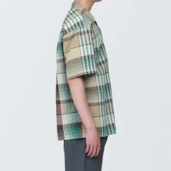 Men's Madras Check Open Collar Short Sleeve Shirt