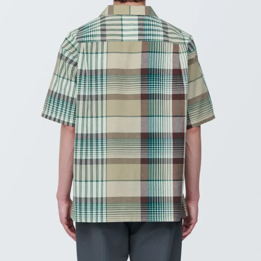 Men's Madras Check Open Collar Short Sleeve Shirt