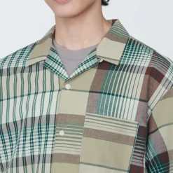 Men's Madras Check Open Collar Short Sleeve Shirt
