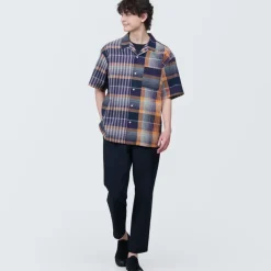 Men's Madras Check Open Collar Short Sleeve Shirt
