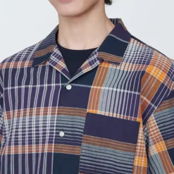 Men's Madras Check Open Collar Short Sleeve Shirt