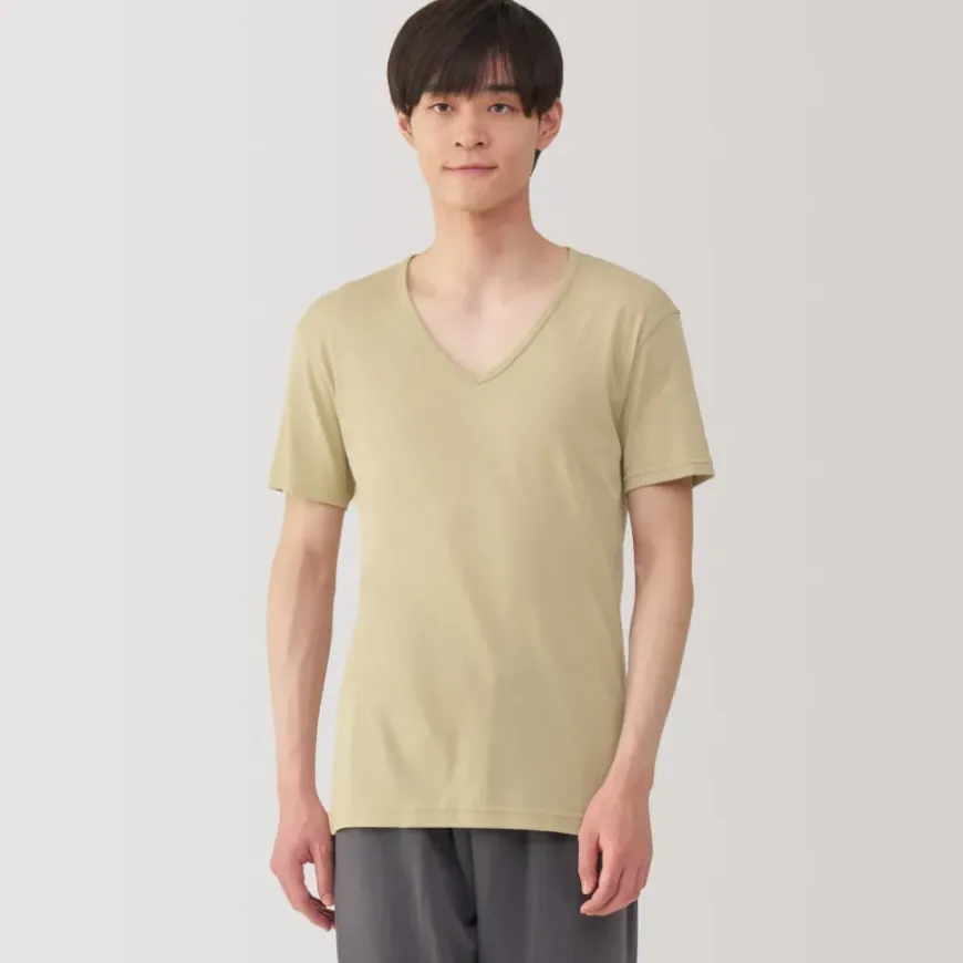 Men's Moisture-Wicking Cotton V-Neck Short Sleeve T-Shirt