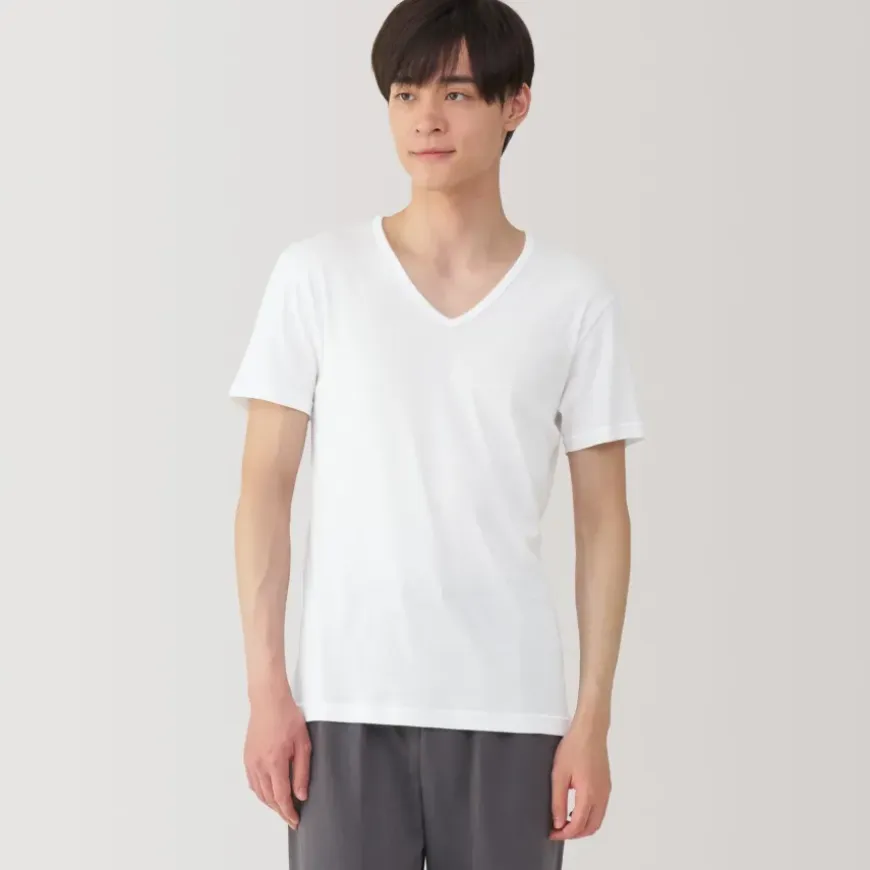 Men's Moisture-Wicking Cotton V-Neck Short Sleeve T-Shirt