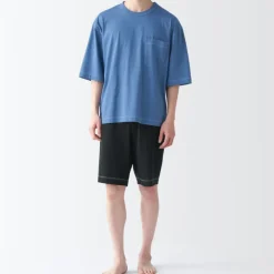 Men's Moisture-Wicking Cotton Short Sleeve Loungewear Set