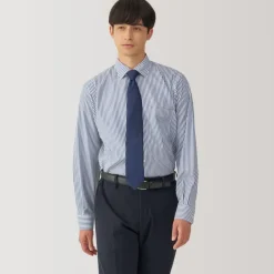 Men's Non-Iron Semi Wide Collar Striped Shirt