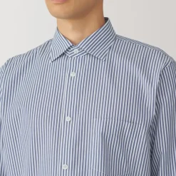 Men's Non-Iron Semi Wide Collar Striped Shirt