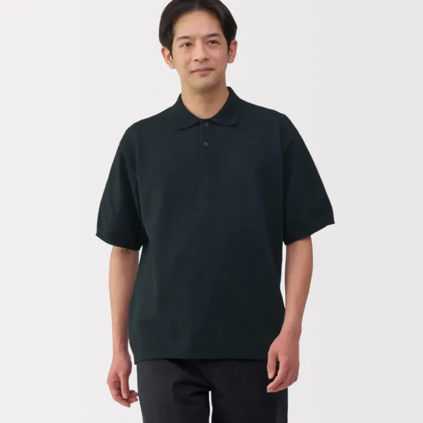 Men's Quick Dry Crew Neck Short Sleeve Knit Polo Shirt